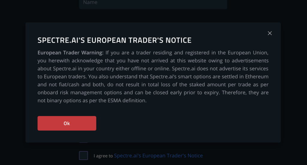 Spectre European Trader's Notice - How Spectre Can Offer Binary Options to People in Europe